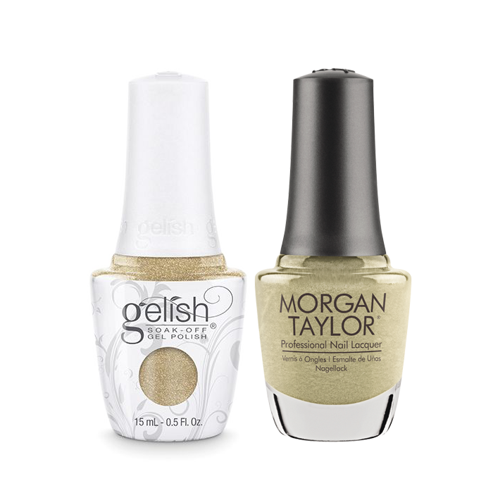 Gelish Gel Polish & Morgan Taylor Nail Lacquer, Give Me Gold  , 0.5oz, 1110075 + 50075 KK0907