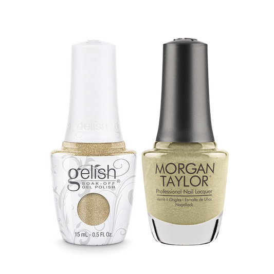 Gelish Gel Polish & Morgan Taylor Nail Lacquer, Give Me Gold  , 0.5oz, 1110075 + 50075 KK0907