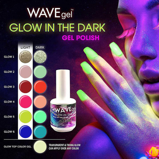 Wave Gel Glow In The Dark Gel Polish, Full Line Of 6 Colors (form 01 to 06), 0.5oz OK1129