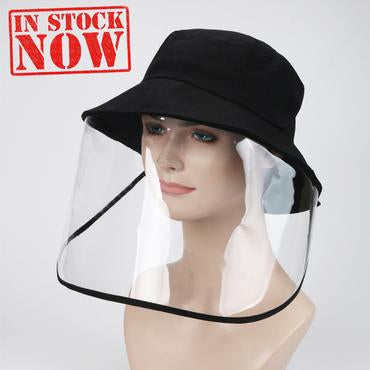 Hat With Face Shield, Nylon Polyester, BLACK OK0330VD