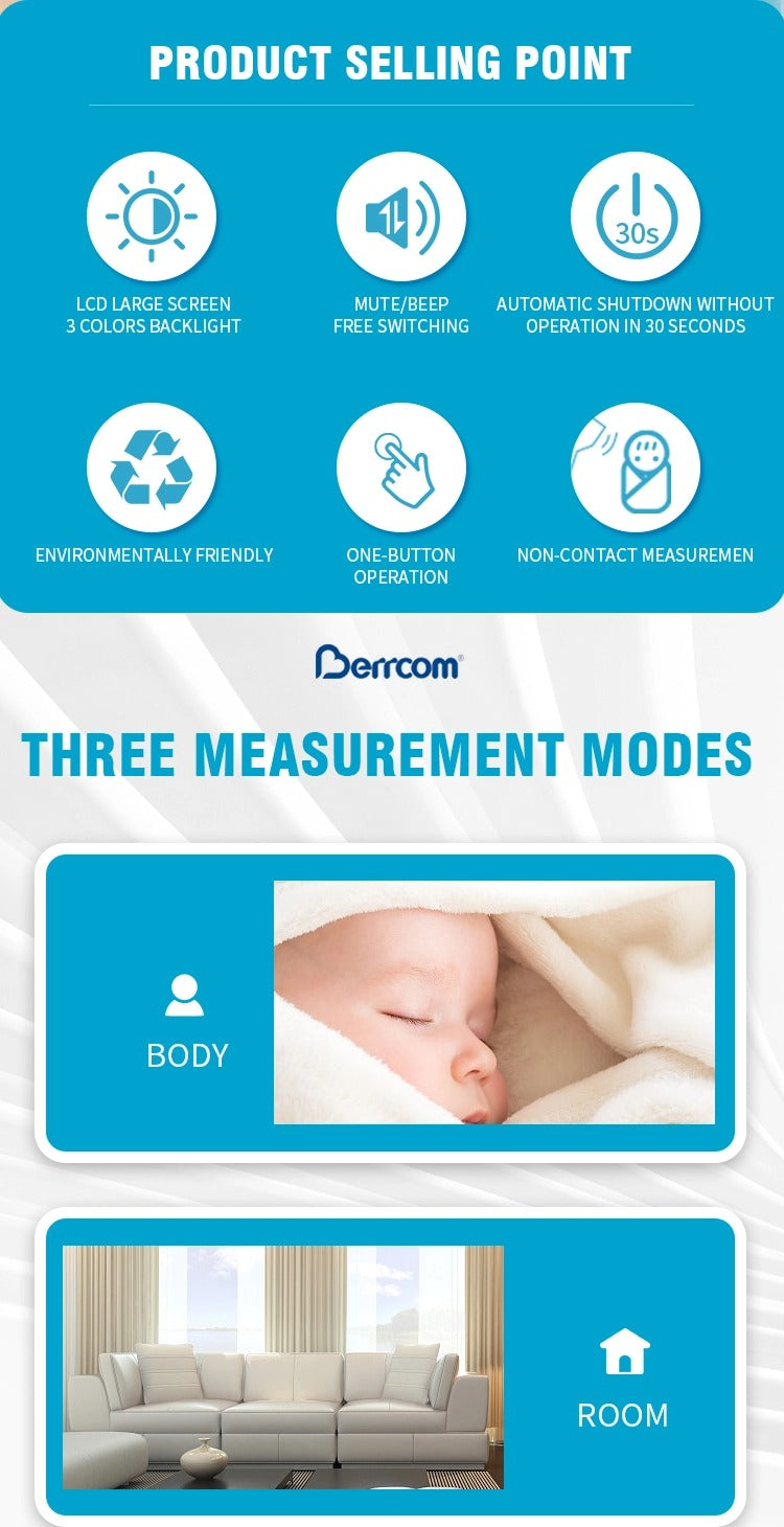 Berrcom Non-Contact Infrared Thermometer, Model JXB-178 OK0604VD