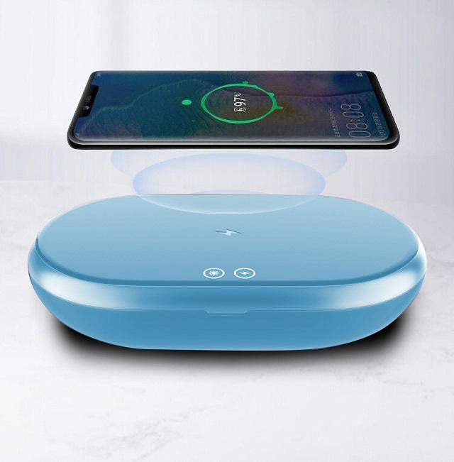 UV Cell Phone Multi-Function Disinfection Wireless Charger Box, BLUE OK0401VD