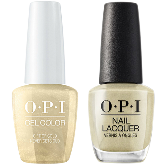 OPI GelColor And Nail Lacquer, Love OPI XOXO Collection, HPJ12, Gift of Gold Never Gets Old, 0.5oz KK1005