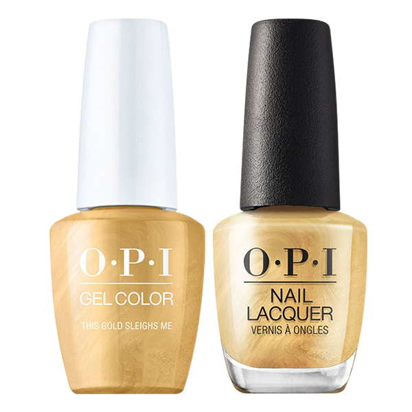 OPI Gelcolor And Nail Lacquer, Shine Bright Collection 2020, M05, This Gold Sleighs Me, 0.5oz OK0811VD