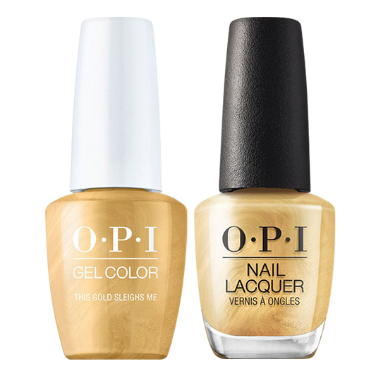 OPI Gelcolor And Nail Lacquer, Shine Bright Collection 2020, M05, This Gold Sleighs Me, 0.5oz OK0811VD