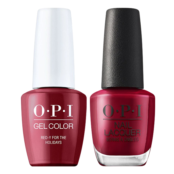 OPI Gelcolor And Nail Lacquer, Shine Bright Collection 2020, M08, Red-y For the Holidays, 0.5oz OK0811VD