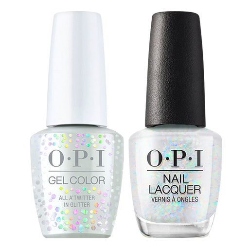 OPI Gelcolor And Nail Lacquer, Shine Bright Collection 2020, M13, All A'twitter In Glitter, 0.5oz OK0811VD