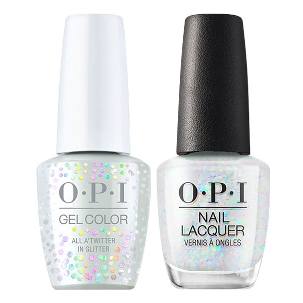 OPI Gelcolor And Nail Lacquer, Shine Bright Collection 2020, M13, All A'twitter In Glitter, 0.5oz OK0811VD