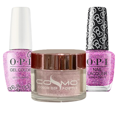 Cosmo 3in1 Dipping Powder + Gel Polish + Nail Lacquer (Matching OPI), Hello Kitty Collection, HPL03 OK1010VD