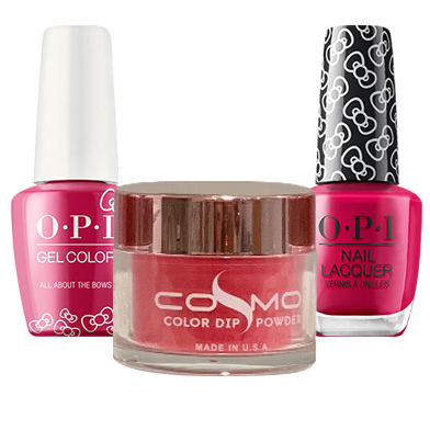 Cosmo 3in1 Dipping Powder + Gel Polish + Nail Lacquer (Matching OPI), Hello Kitty Collection, HPL04 OK1010VD