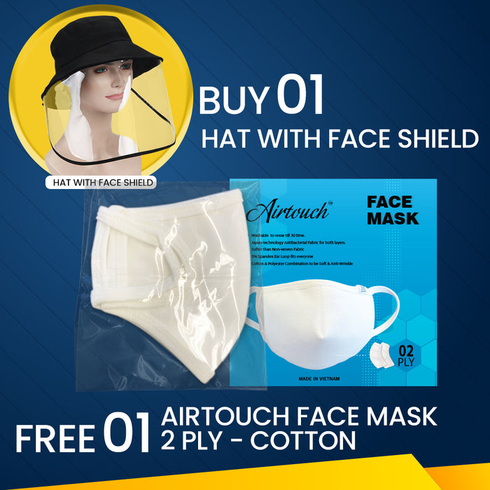 Hat With Face Shield, Buy 01pc Get 01pc Airtouch Face Mask Cotton FREE