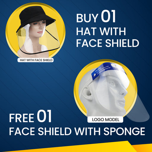 Hat With Face Shield, Buy 01pc Get 01pc Face Shield with Sponge FREE