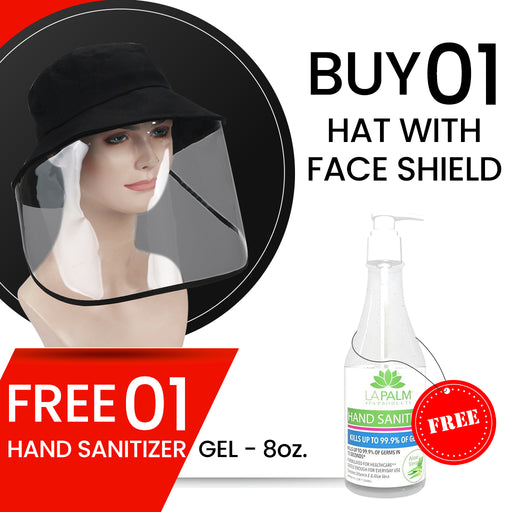 Hat With Face Shield, Buy 01 Get 01 La Palm Hand Sanitizer GEL 8oz FREE