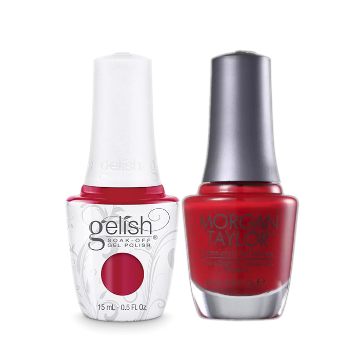 Gelish Gel Polish & Morgan Taylor Nail Lacquer, Hot Rod Red, 0.5oz, 1110861 + 50030 KK0907