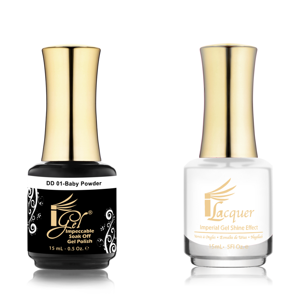 iGel Nail Lacquer + Gel Polish Match, DD001, Baby Powder (Pure White), 0.5oz OK0525VD