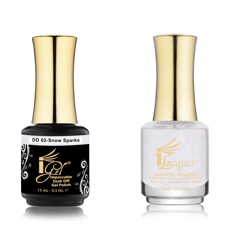 iGel Nail Lacquer + Gel Polish Match, DD002, Snow Sparks, 0.5oz OK0525VD