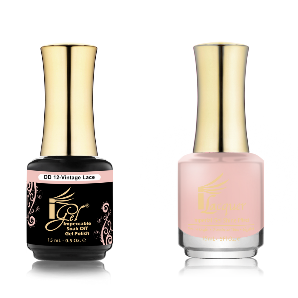 iGel Nail Lacquer + Gel Polish Match, DD012, Vitage Lace, 0.5oz OK0525VD