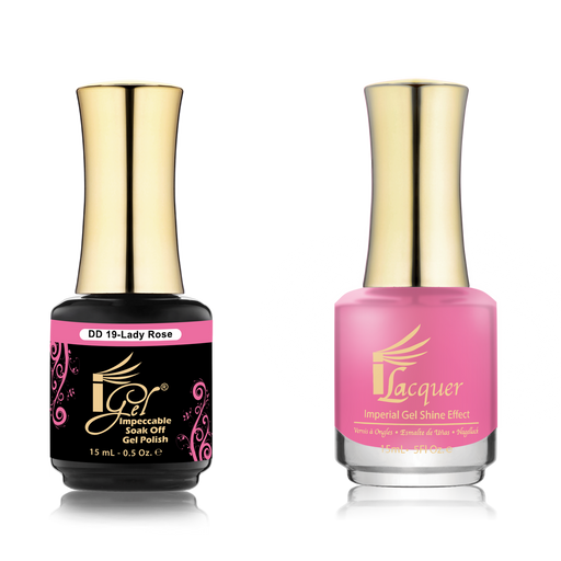 iGel Nail Lacquer + Gel Polish Match, DD019, Lady Rose, 0.5oz OK0525VD