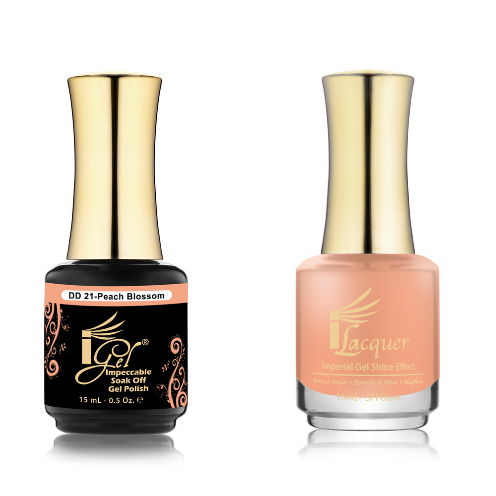 iGel Nail Lacquer + Gel Polish Match, DD021, Peach Blossom, 0.5oz OK0525VD