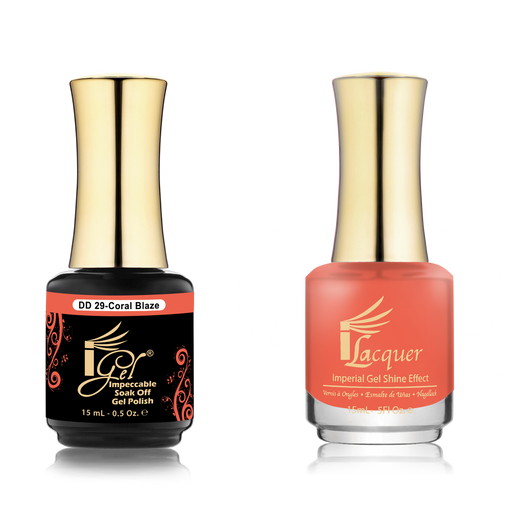 iGel Nail Lacquer + Gel Polish Match, DD029, Coral Blaze, 0.5oz OK0525VD