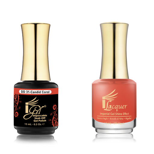 iGel Nail Lacquer + Gel Polish Match, DD031, Candid Coral, 0.5oz OK0525VD