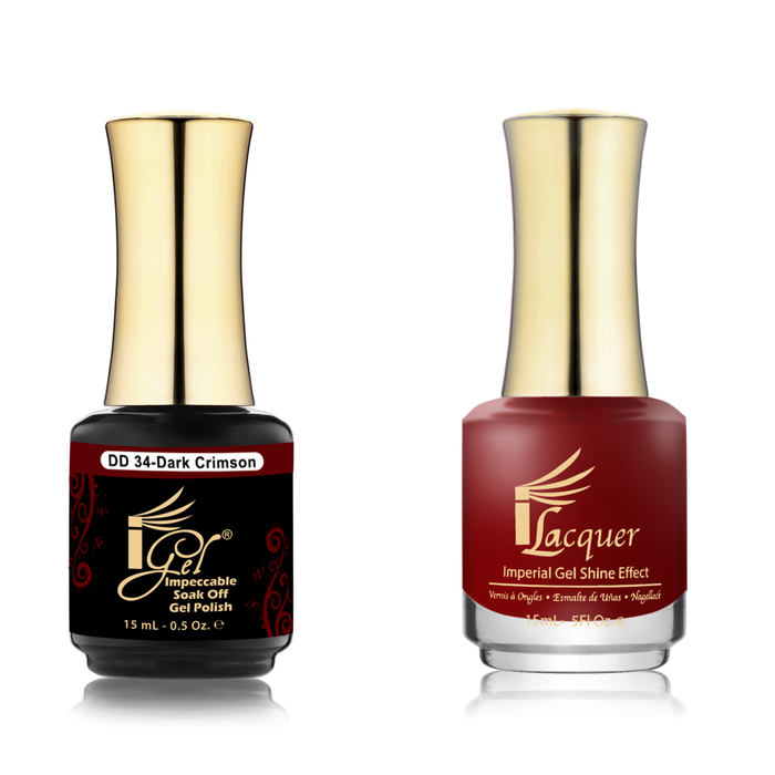 iGel Nail Lacquer + Gel Polish Match, DD034, Dark Crimson, 0.5oz OK0525VD