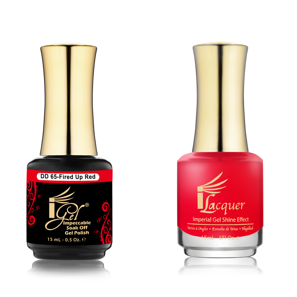 iGel Nail Lacquer + Gel Polish Match, DD065, Fired Up Red, 0.5oz OK0525VD