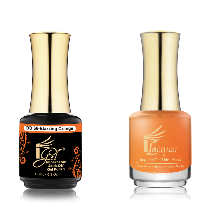 iGel Nail Lacquer + Gel Polish Match, DD066, Blazzing Orange, 0.5oz OK0525VD