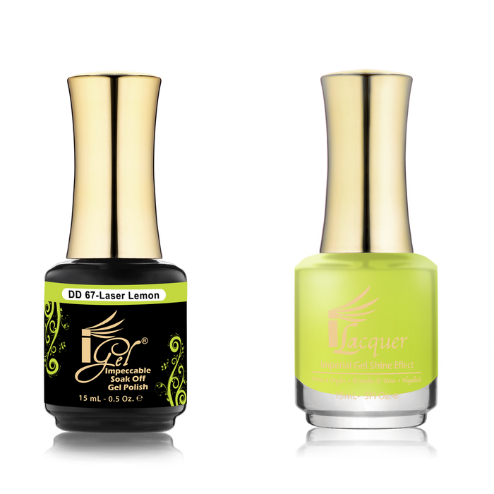 iGel Nail Lacquer + Gel Polish Match, DD067, Laser Lemon, 0.5oz OK0525VD
