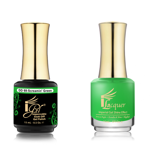 iGel Nail Lacquer + Gel Polish Match, DD068, Screamin' Green, 0.5oz OK0525VD