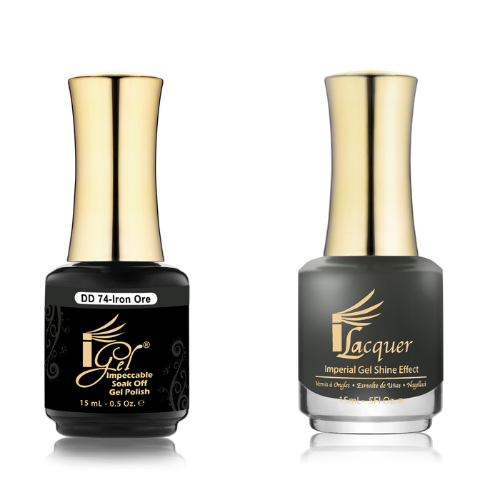 iGel Nail Lacquer + Gel Polish Match, DD074, Iron Ore, 0.5oz OK0525VD