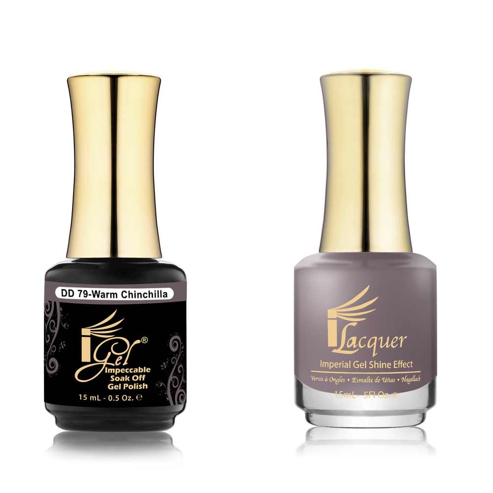 iGel Nail Lacquer + Gel Polish Match, DD079, Warm Chinchilla, 0.5oz OK0525VD