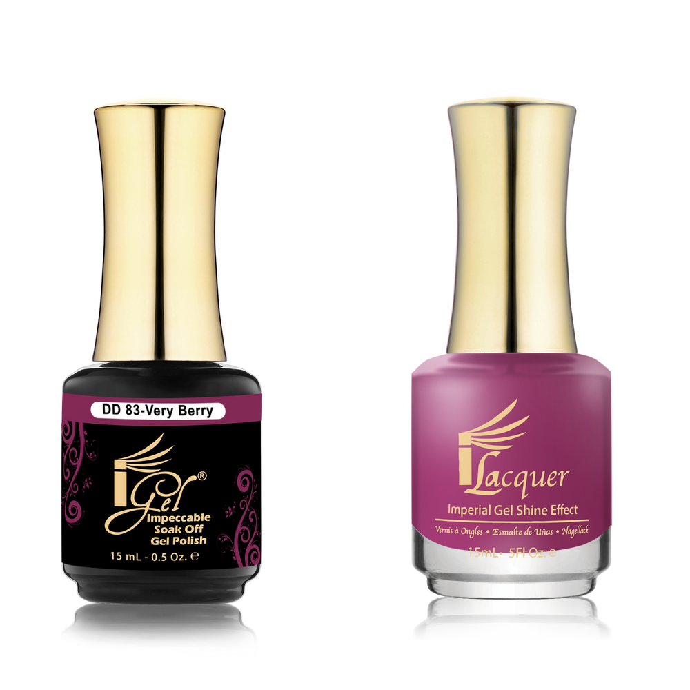 iGel Nail Lacquer + Gel Polish Match, DD083, Very Berry, 0.5oz OK0525VD