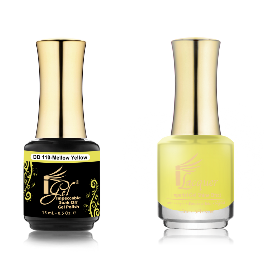iGel Nail Lacquer + Gel Polish Match, DD110, Mellow Yello, 0.5oz OK0525VD