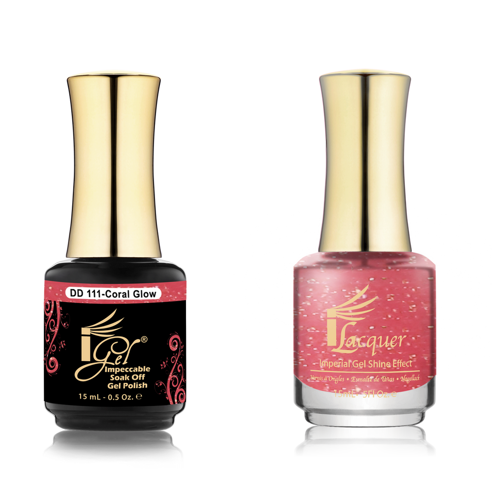 iGel Nail Lacquer + Gel Polish Match, DD111, Coral Glow, 0.5oz OK0525VD