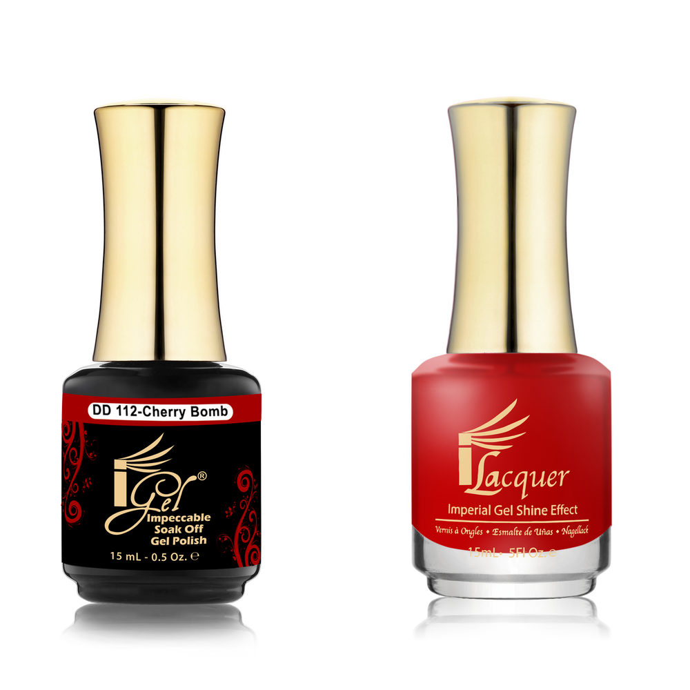 iGel Nail Lacquer + Gel Polish Match, DD112, Cherry Bomb, 0.5oz OK0525VD