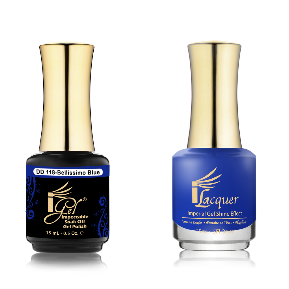 iGel Nail Lacquer + Gel Polish Match, DD118, Bellissimo Blue, 0.5oz OK0525VD