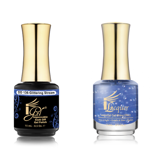 iGel Nail Lacquer + Gel Polish Match, DD136, Glittering Stream, 0.5oz OK0525VD