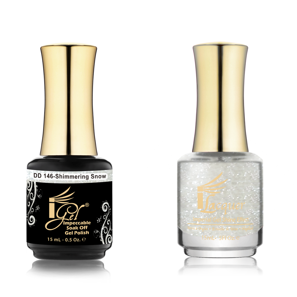 iGel Nail Lacquer + Gel Polish Match, DD146, Shimmering Snow, 0.5oz OK0525VD
