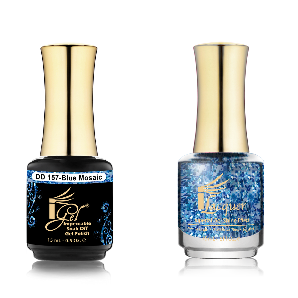 iGel Nail Lacquer + Gel Polish Match, DD157, Blue Mosaic, 0.5oz OK0525VD