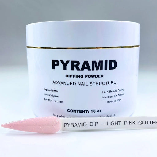 Pyramid Dipping Powder, Pink & White Collection, PINK GLITTER, 16oz