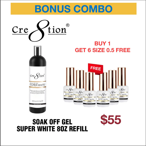 Cre8tion Super White Refill, 8oz, Buy 1 get 6 Cre8tion Super White 0.5oz FREE