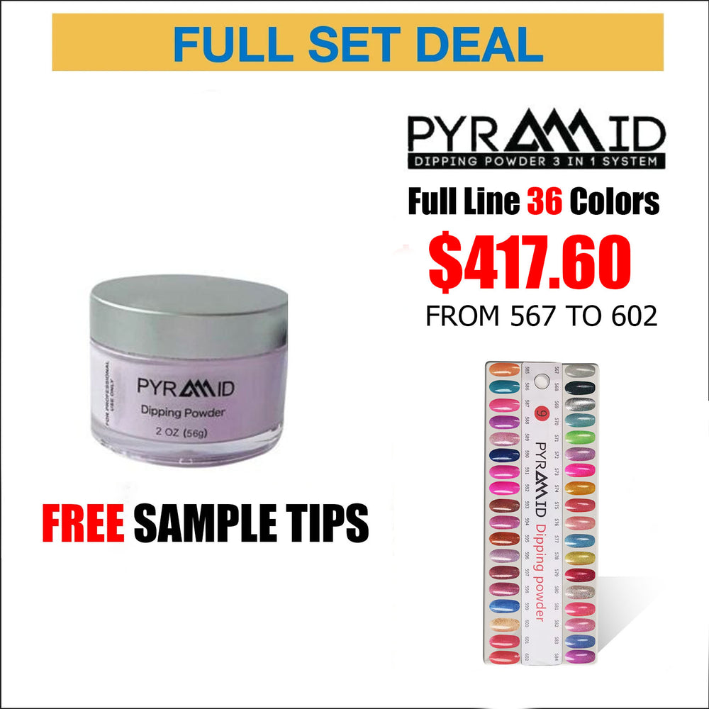 Pyramid Dipping Powder, Full Line Of 36 Colors (From 567 To 602), 2oz