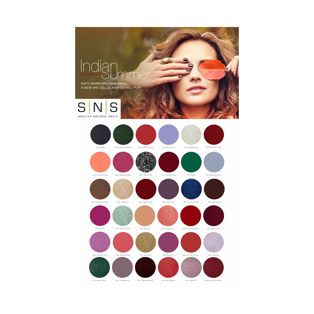 SNS Gelous Color Chart Flyer, Indian Summer Collection, 1oz OK0328VD