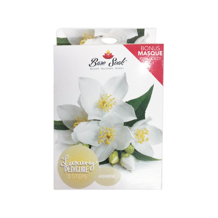 NuRevolution Bare Soak Luxury Pedicure Set 5 Steps, Jasmine, 100 boxes/case OK0217VD