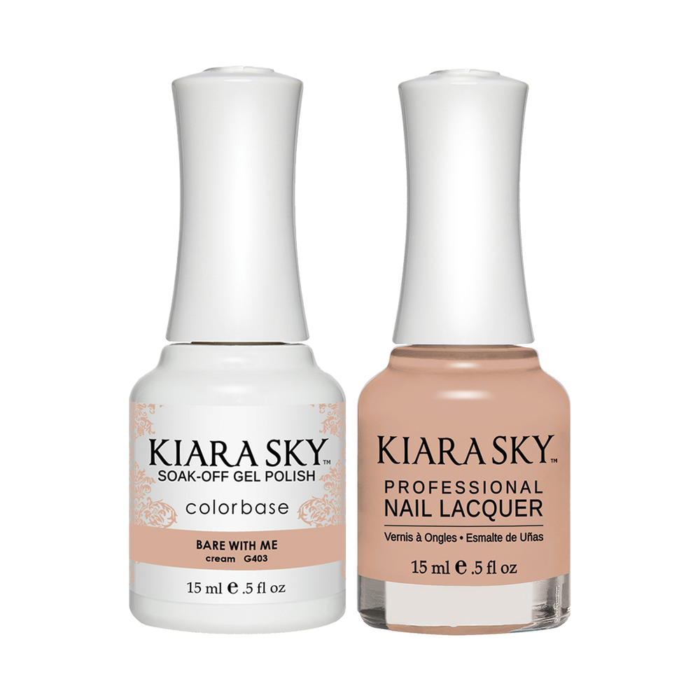 Kiara Sky Gel Polish + Nail Lacquer, GN 403, Bare With Me, 0.5oz