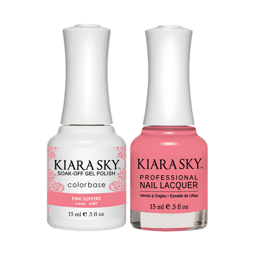 Kiara Sky Gel Polish + Nail Lacquer, GN 407, Pink Slippers, 0.5oz