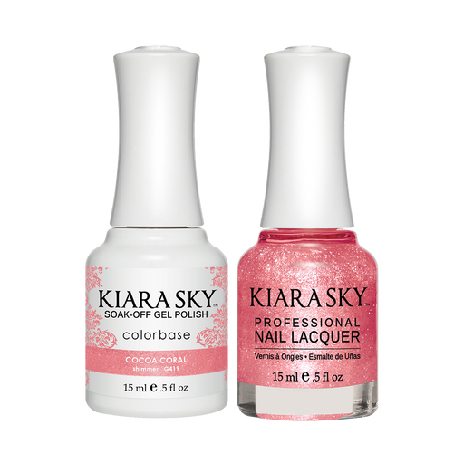 Kiara Sky Gel Polish + Nail Lacquer, GN 419, Cocoa Coral, 0.5oz