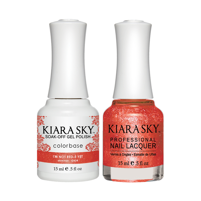 Kiara Sky Gel Polish + Nail Lacquer, GN 424, Im Not Red E Yet, 0.5oz