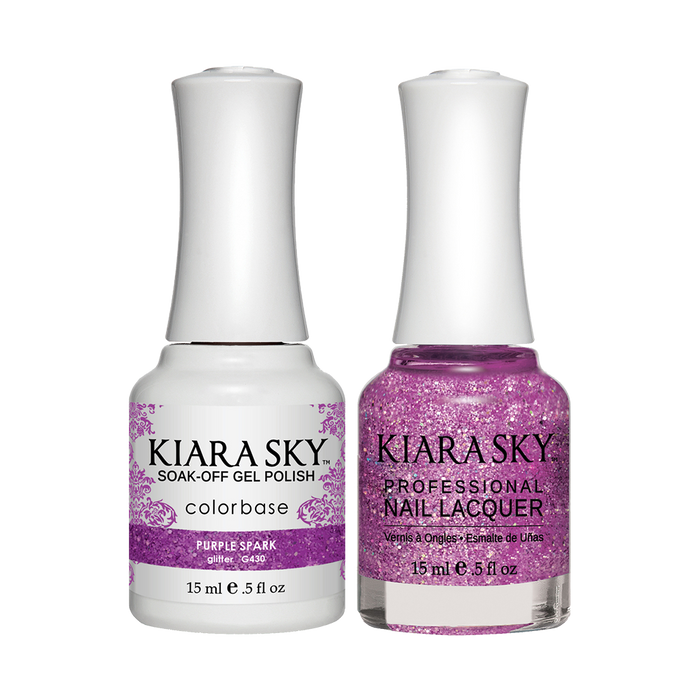Kiara Sky Gel Polish + Nail Lacquer, GN 430, Purple Spark, 0.5oz